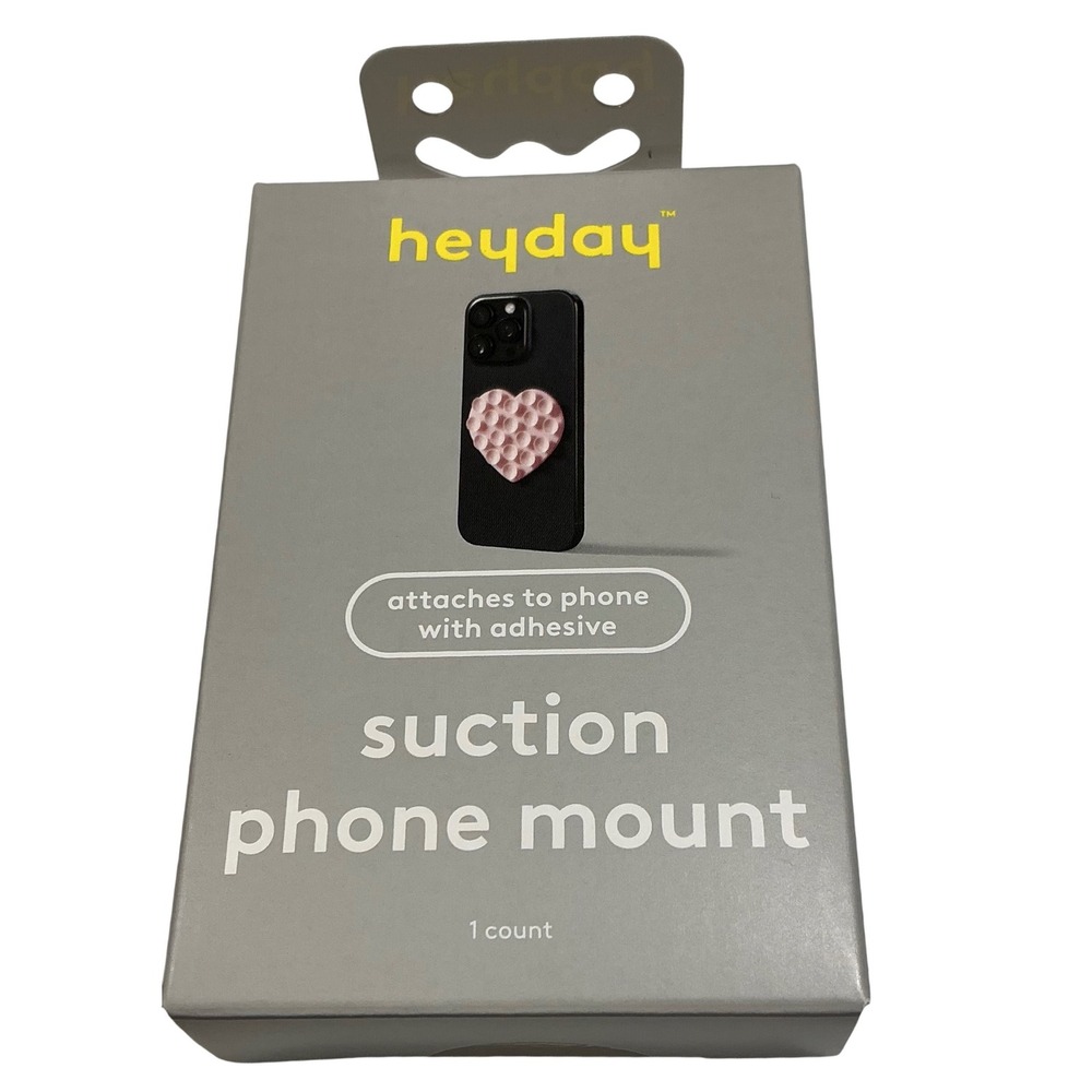 NWT Heyday Suction Phone Mount Adhesive Silicone Heart Pink Universal